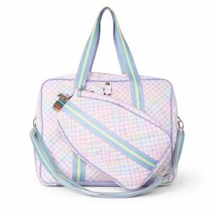 NWT Katydid Rainbow Gingham Pickleball Bag Pastel Paddle Tennis Tote Crossbody